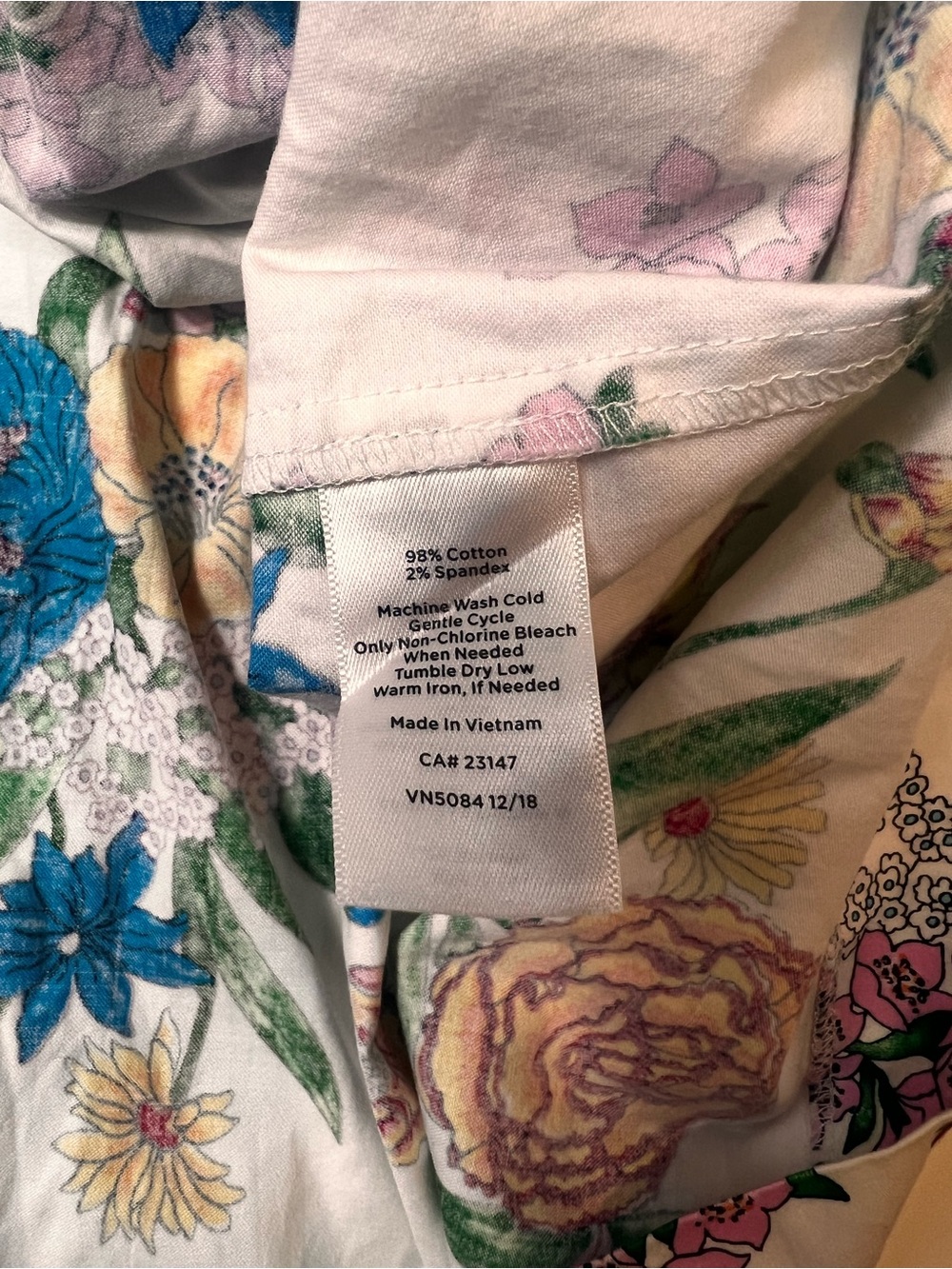 Talbots White Floral Midi Dress with Blue Placket - Picture 8 of 9